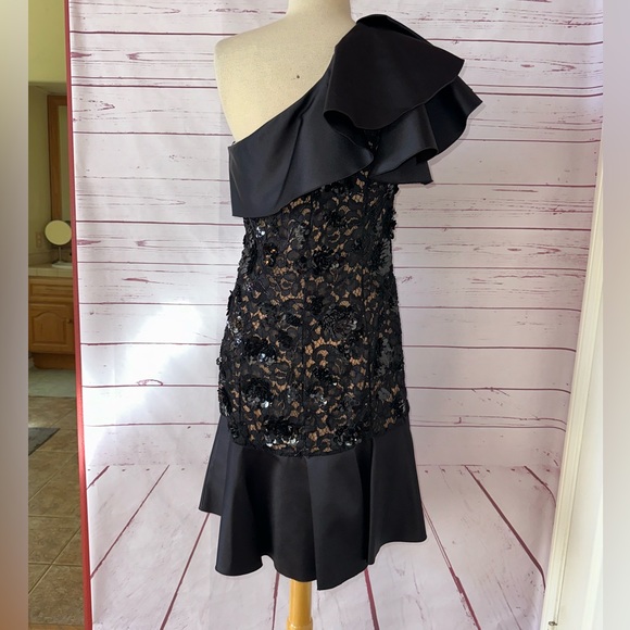 NWT MICHAEL KORS COLLECTION Beaded one shoulder party dress black AUTHENTIC NEW - Picture 9 of 16